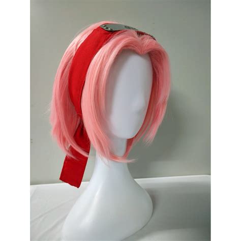 Naruto Haruno Sakura Pink Short Straight Cosplay Wig Headband Free