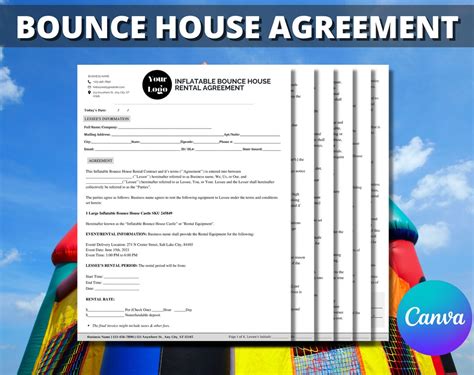 Inflatable Bounce House Rental Agreement Bounce House Rental Contract