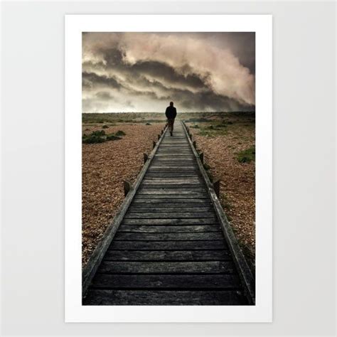 Wooden Path In The Wilderness Dramatic Sky In The Background Art Print