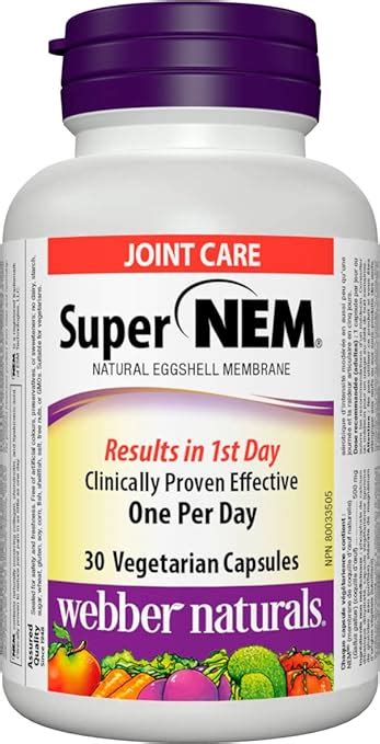 Webber Naturals Super Nem 30 Capsules Natural Eggshell Membrane For