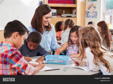 Teacher Sitting Table Image And Photo Free Trial Bigstock