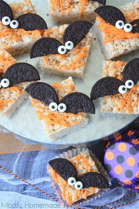 Spooky Bat Halloween Rice Krispie Treats Mostly Homemade Mom