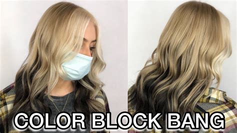 color block bang blonde on blonde haircolor how to double process hair maxine glynn youtube