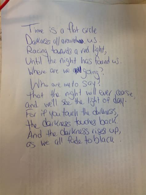 We Had To Write A 12 Line Poem For English Class About Life For