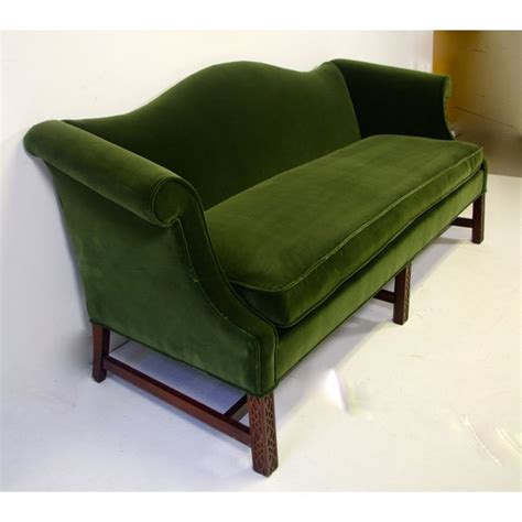 Green Velvet Camelback Sofa With Fretwork Legs Chairish