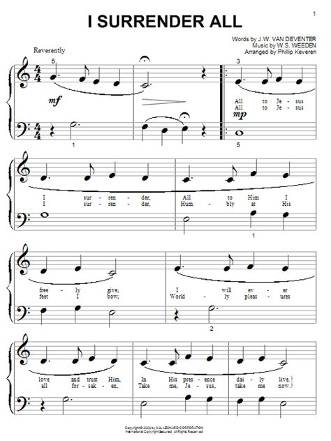 Download easily transposable chord charts and sheet music plus lyrics for 100,000 songs. I Surrender All | Sheet Music Direct
