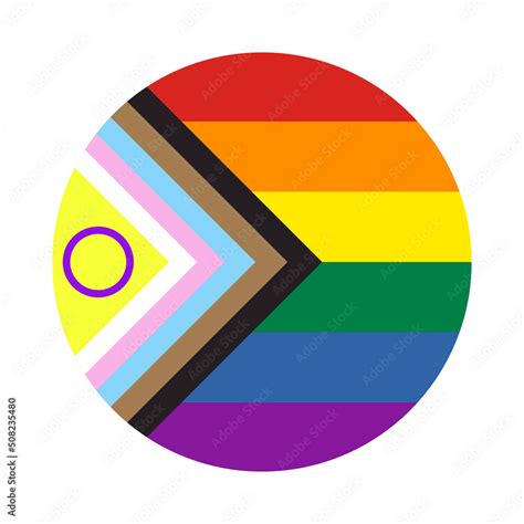 Circle Rainbow Icon With New Progress Pride Flag Symbol Of Lgbt Community Vector Illustration