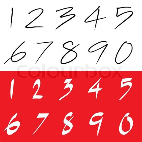 Numbers 0 9 Written With A Brush Stock Vector Colourbox