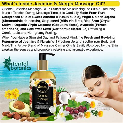 Buy Oriental Botanics Body Massage Oil Jasmine And Nargis 200 Ml Online