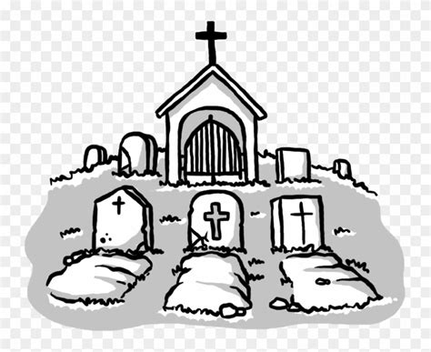 Cemetery Grave Drawing Tomb Clip Art - Drawing Of A Cemetery - Free