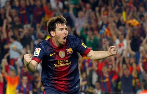 Fotbalista Barcelony Lionel Messi Slaví Gól V Utkání Primera División