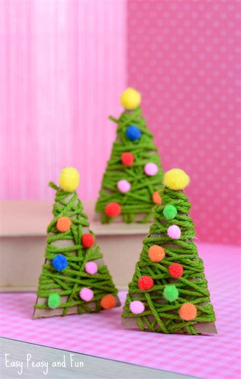 Yarn Wrapped Christmas Tree Ornaments Easy Peasy And Fun