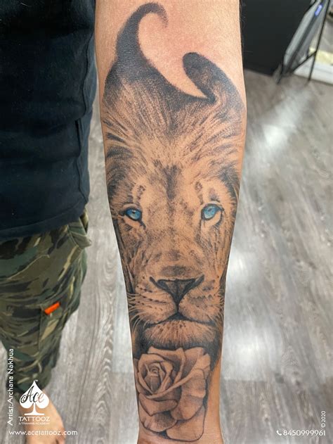 Realistic Lion Tattoo On Forearm Ace Tattooz