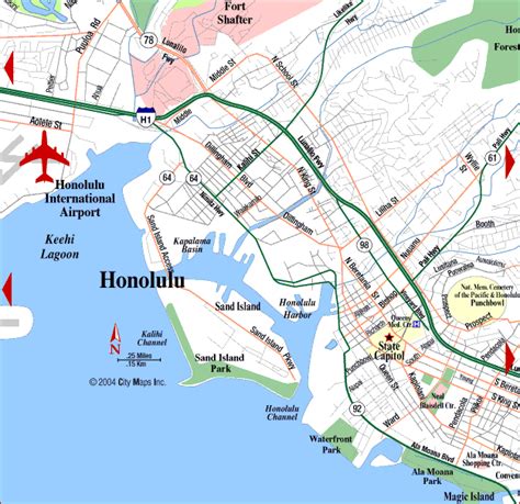 Urban Honolulu Map Tourist Attractions Travelsfinderscom