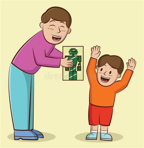 Illustration Of A Father Giving A Present To His Son Stock Vector