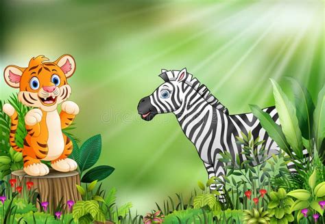 Cartoon Baby Tiger Tree Trunk Stock Illustrations 53 Cartoon Baby