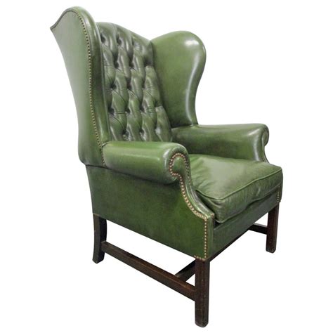 Leather wingback chairs are the perfect addition to a room if you're looking to add a touch of originality or freshen up an old colour scheme. Green Leather Tufted Wing Back Chair at 1stdibs
