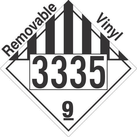 Miscellaneous Dangerous Goods Class 9 Un3335 Removable Vinyl Dot Placard