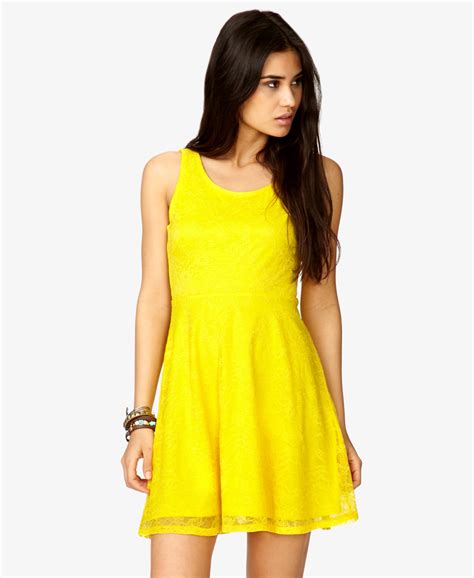 I sure appreciate it …. Forever 21 Fit & Flare Floral Lace Dress in Yellow - Lyst