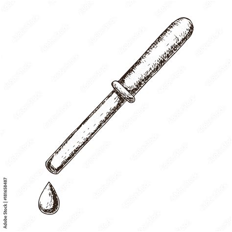 Medical Pipette On White Background Sketch Cartoon Illustration Of