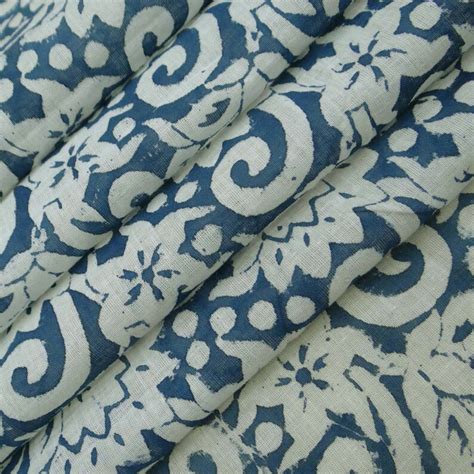Blue Multi Floral Hand Block Print Indian Handmade 100 Cotton Etsy