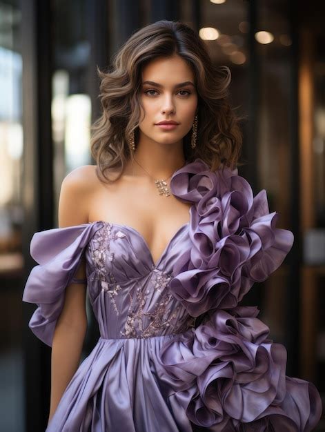 premium ai image girl bride in a wedding purple dress