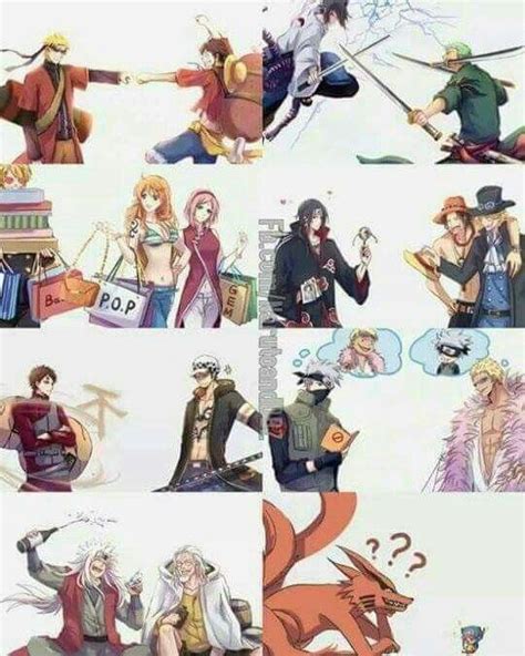 One Piece X Naruto Shippuden One Piece Crossover Anime Crossover Anime Funny