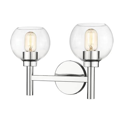 sutton 15 75 in 2 light chrome vanity light with glass shade 7502 2v ch the home depot