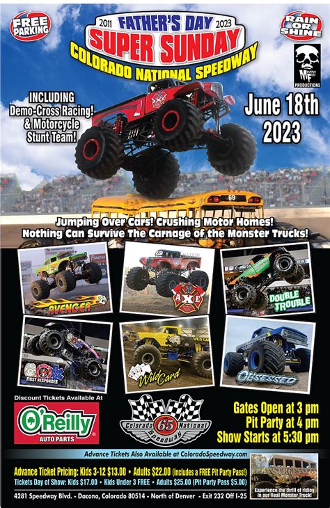 June 18th 2023 Fathers Day Super Sunday Monster Truck Show Colorado