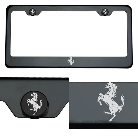 Canvas, metal and much more. Black Chrome License Plate Frame 304 Stainless Steel Laser Engraved Ferrari Logo | eBay