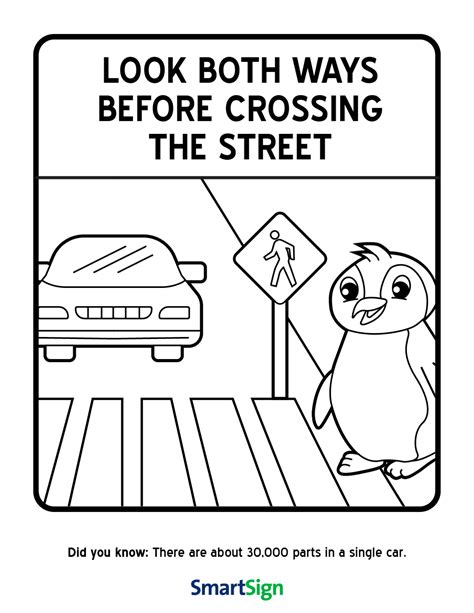 Safety Coloring Printable For Kids Look Both Ways Before Crossing The 1f3