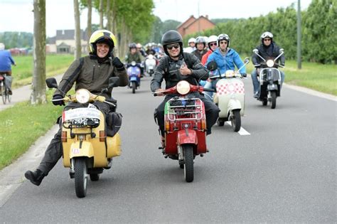 Vespas And Vespa Riders From Countries Invaded Hasselt A Flemish