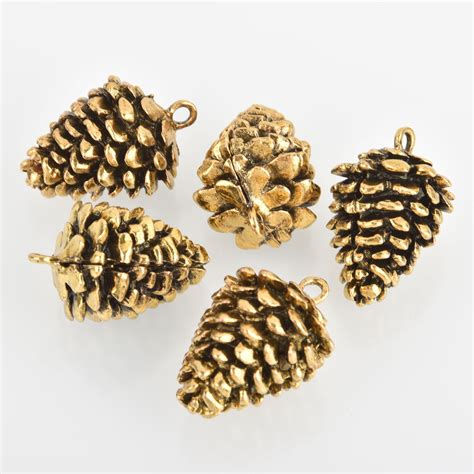 Gold Pine Cone Charm Pinecone Charms Mm Chs Etsy