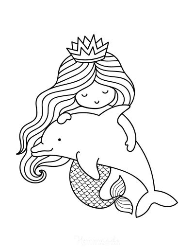 Kawaii Baby Mermaid Coloring Pages Free Printable