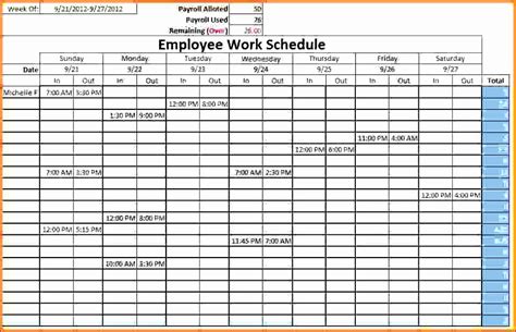 10 Excel Monthly Work Schedule Template Excel Templates