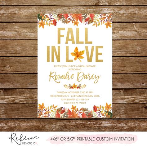 Fall In Love Bridal Shower Invitation Fall In Love Invitation Printable