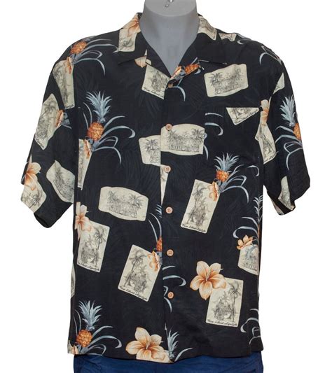 Jamaica Jaxx Hawaiian Silk Aloha Camp Pineapple Tree Island Shirt Loop