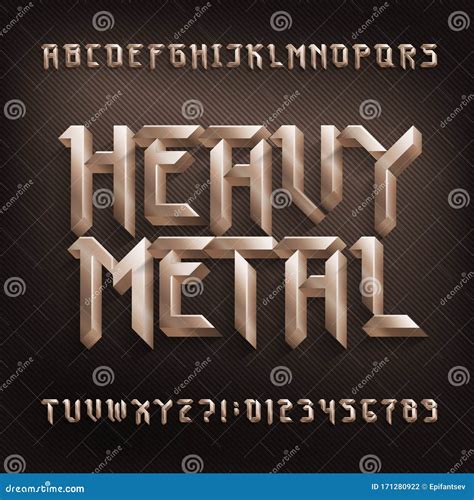 Heavy Metal Alphabet Font 3d Golden Color Beveled Letters And Numbers