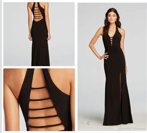2016 Prom Dresses Black Sexy Plunging Necklines Halter Cut Out Prom