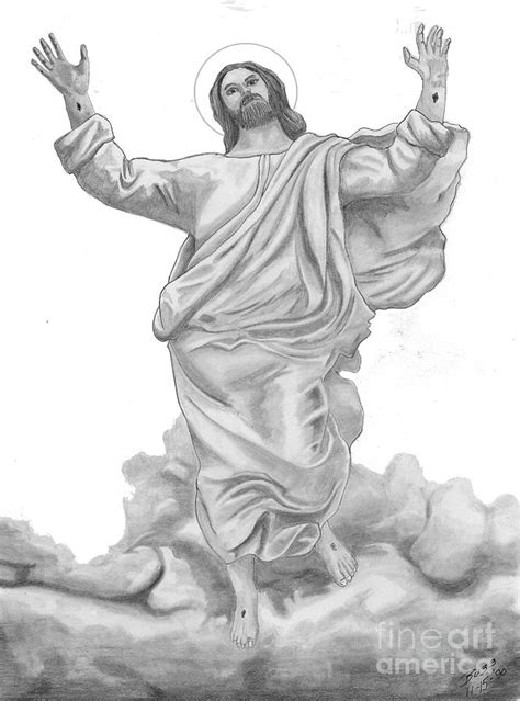 Jesus Approaches The Gates Of Heaven Drawing By Calvert Koerber