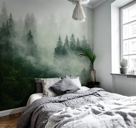 Foggy Forest Trendy Fotobehang Photowall Forest Bedroom Bedroom