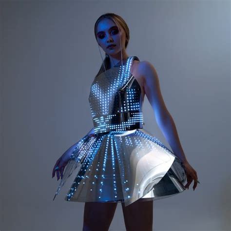 One Shoulder Led Dress Mini With Mirrored Plastic Coverage Etere