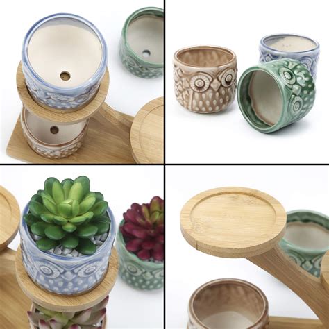 Oushinan Mini White Ceramic Owl Garden Pots Decorative Nursery