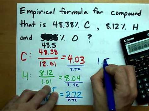 Generally speaking, in empirical formula problems, c = 12, h = 1, o = 16 and s = 32 are sufficient. Find the Empirical Formula Given Percents - YouTube