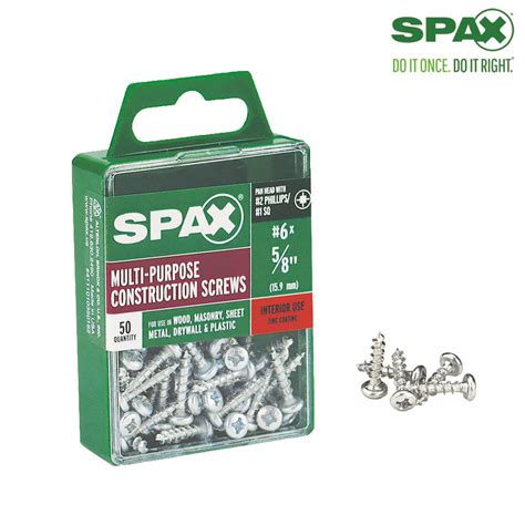 Spax No 6 X 58 In L Phillipssquare Zinc Plated Multi Purpose Screws