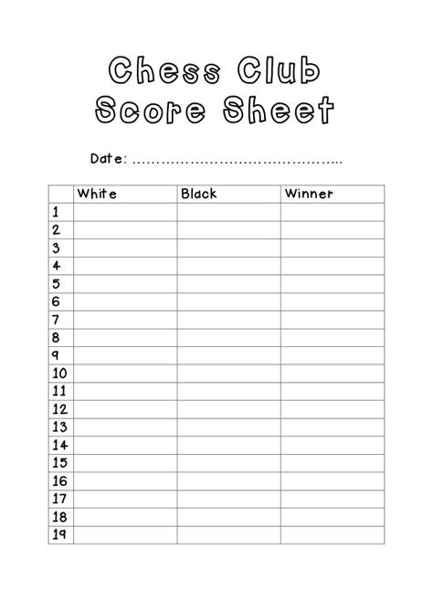 Free Printable Chess Notation Sheets Printable Word Searches
