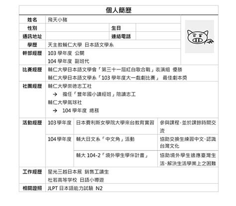The site owner hides the web page description. 【交換學生】輔大申請交換跟我做 04中文簡歷+自傳 @ 小豬飛飛玩世界 :: 痞客邦