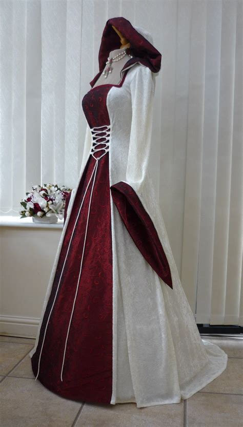 Purple Medieval Pagan Wedding Hooded Dress Made To Measure Medieval