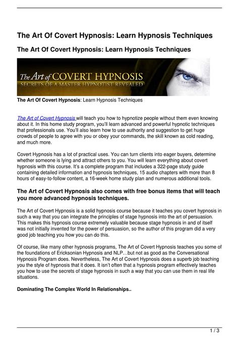 the art of covert hypnosis learn hypnosis techniques by melissa smithay issuu