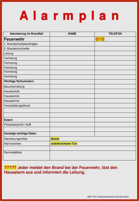 Brandschutzordnung teil a nach din. Alarmplan Kostenlos Zum Bearbeiten - 18 Fabelhaft Notfall Und Alarmplan Vorlage Word Praktisch ...